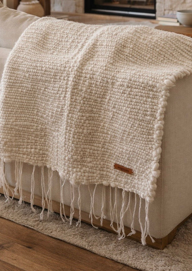 Plaid Duflo naturel sans franges | 100 % laine mérinos