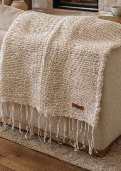 Plaid Duflo naturel sans franges | 100 % laine mérinos