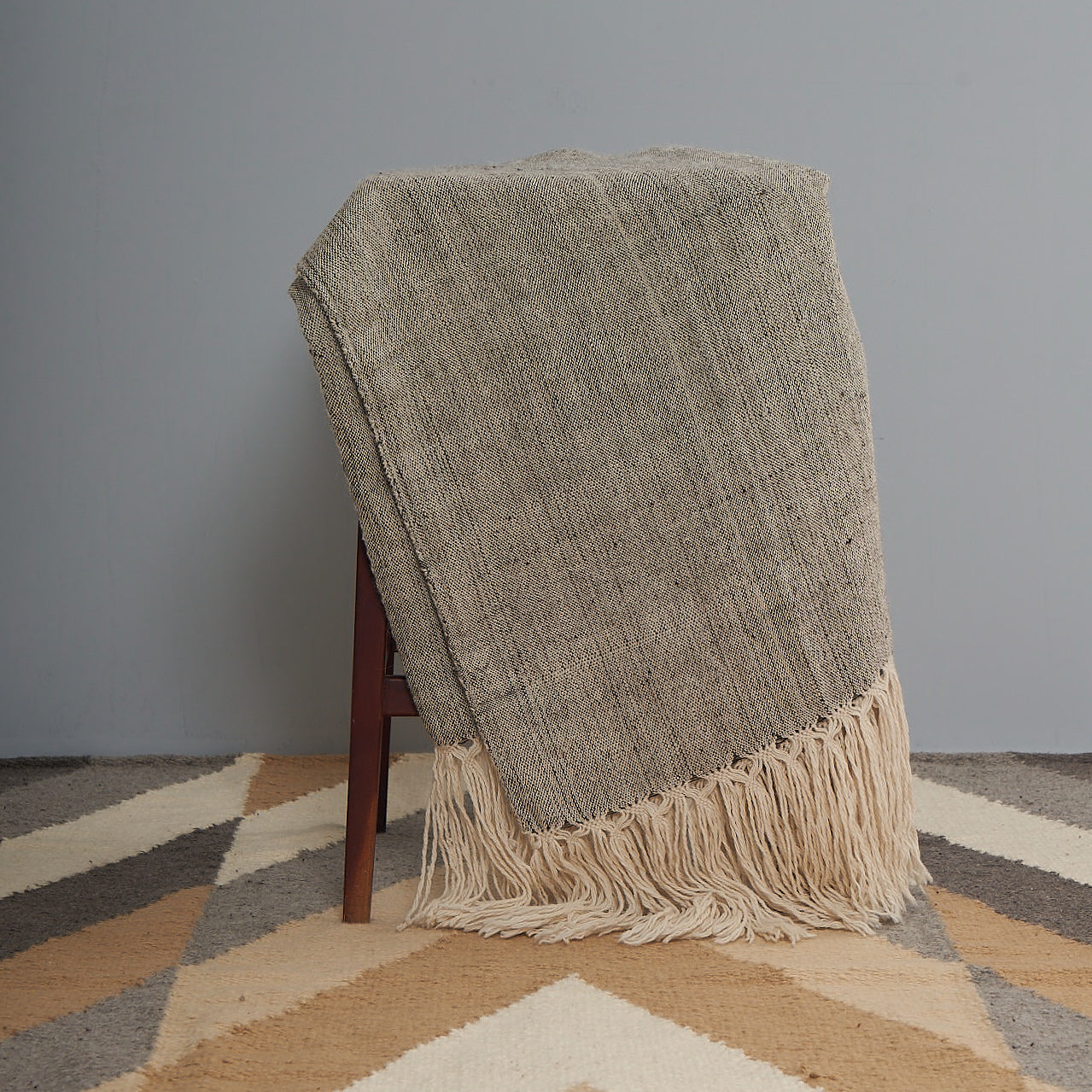 Double Blanket Natural and Grey | 100% Baby Llama