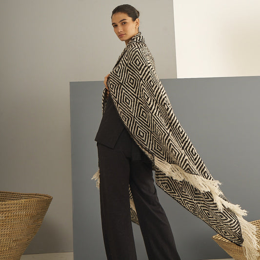 Different Throw blanket Black | 100% Baby Llama