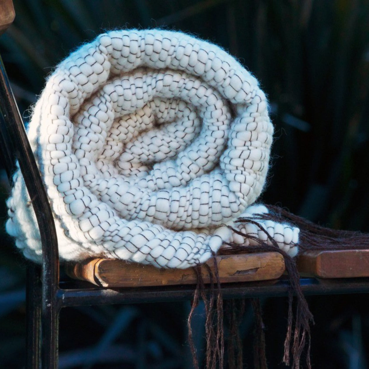 Plaid Duflo naturel et marron | 100 % laine mérinos