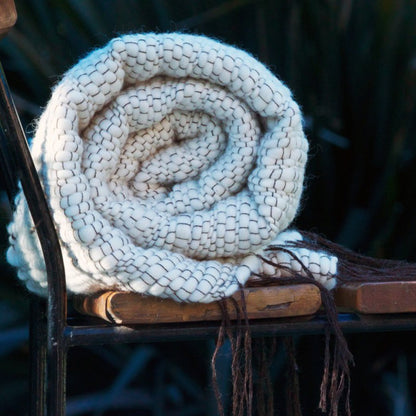 Plaid Duflo naturel et marron | 100 % laine mérinos