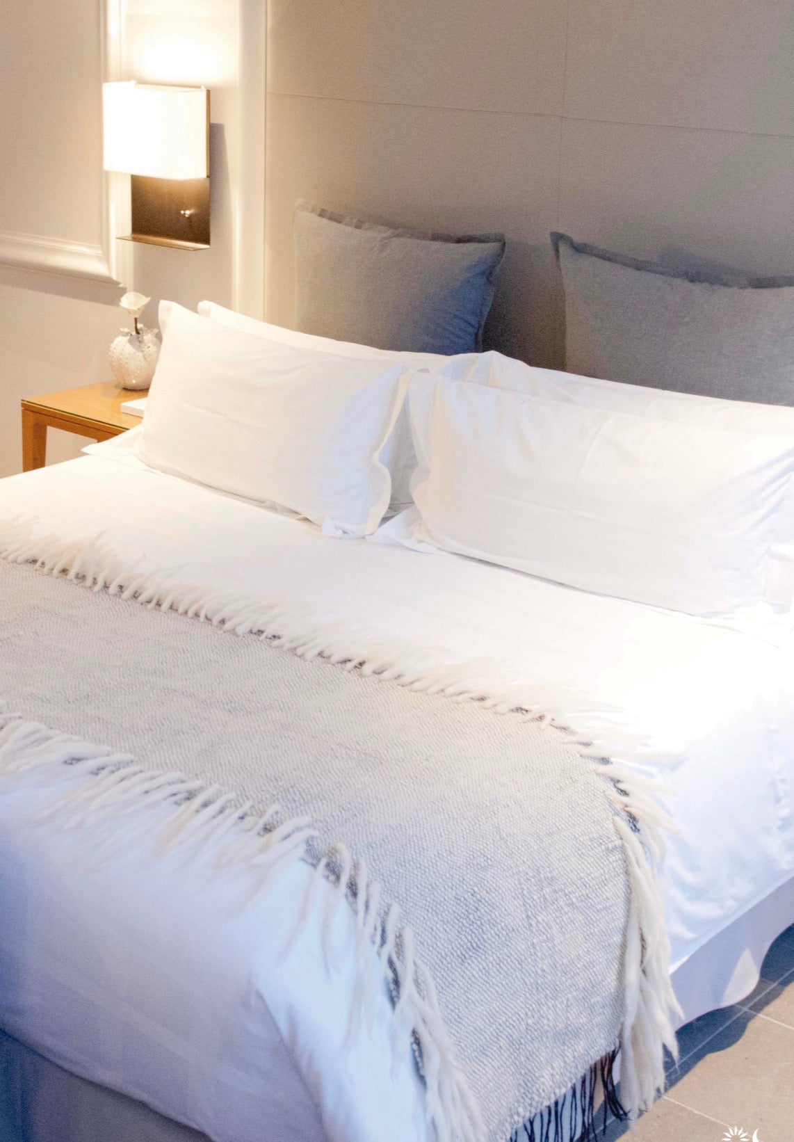 Plaid Duflo naturel et marron | 100 % laine mérinos