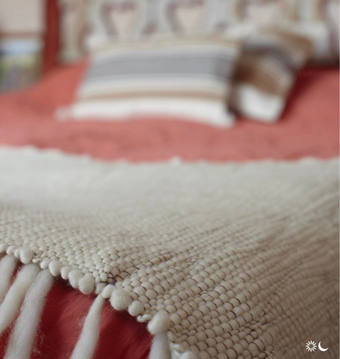 Plaid Duflo naturel et marron | 100 % laine mérinos