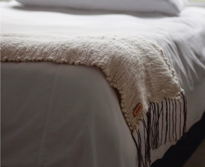 Plaid Duflo naturel et marron | 100 % laine mérinos